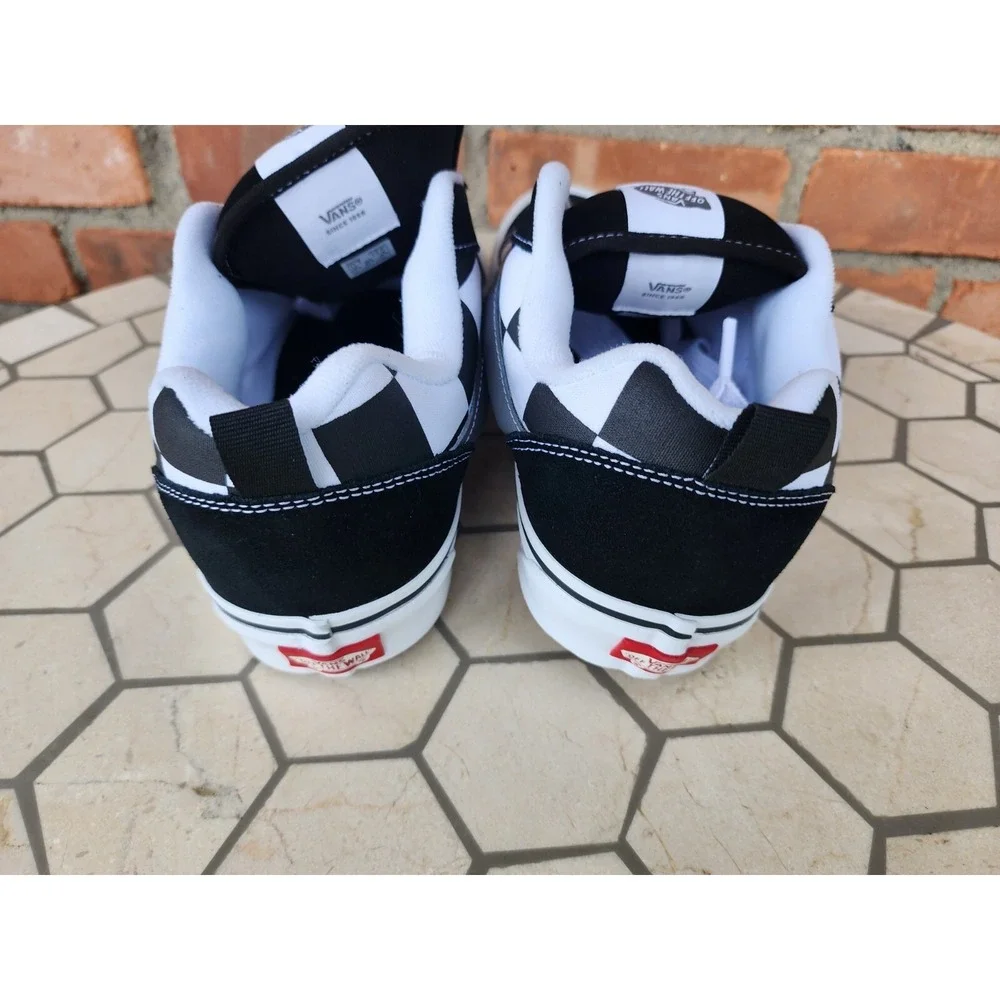 Sz 10 Vans Mega Check Knu Skool Skate Sneakers Mens Black White Checkerboard